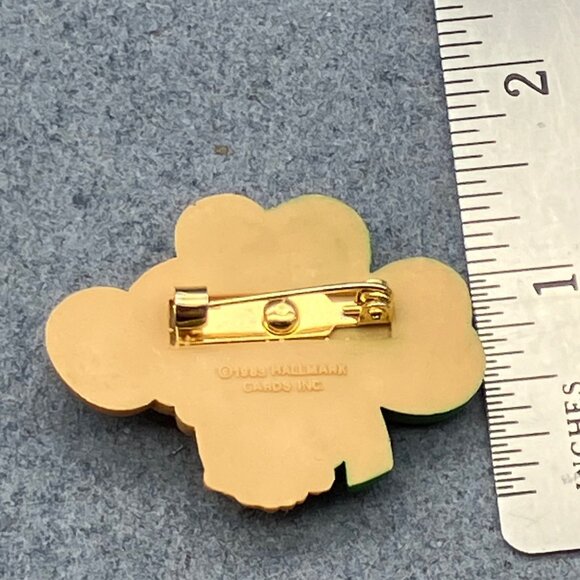 Hallmark 1983 St Patricks Day Irish Pin Brooch 1.5 In Green Shamrock Mouse - Picture 7 of 7